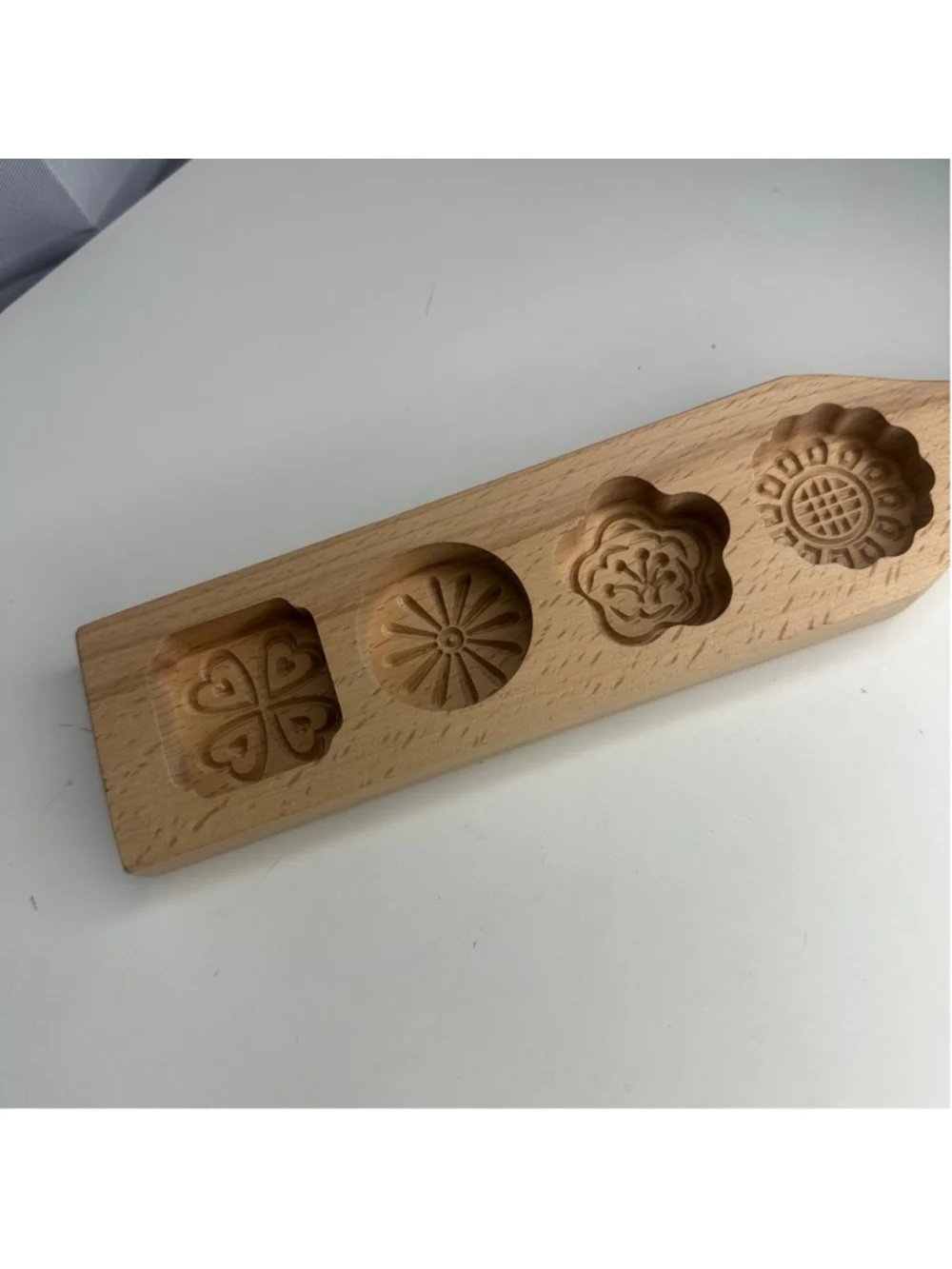 Carved Wooden Traditional Mooncake Mold Press Paddle (4 Floral Designs)